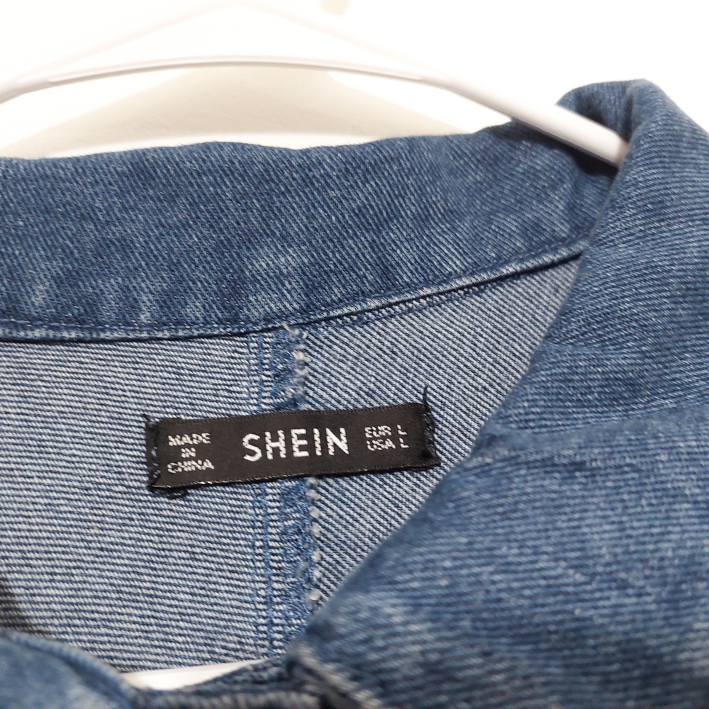 SHEIN Blue Jean Jacket with Black Fringe Western Rodeo Fun Festival - Picture 4 of 8